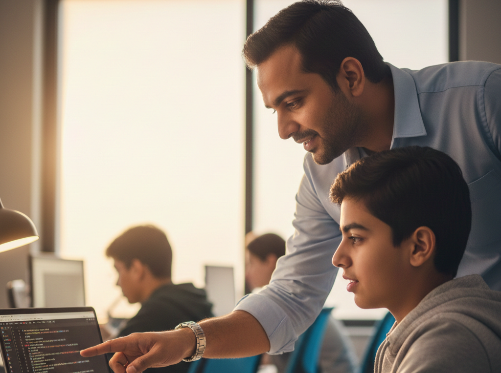 Mentor guiding student